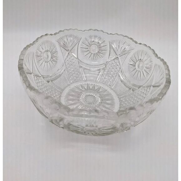 US Glass Spinning star serving bowl clear 8 1/4 in Holiday - Picture 6 of 10